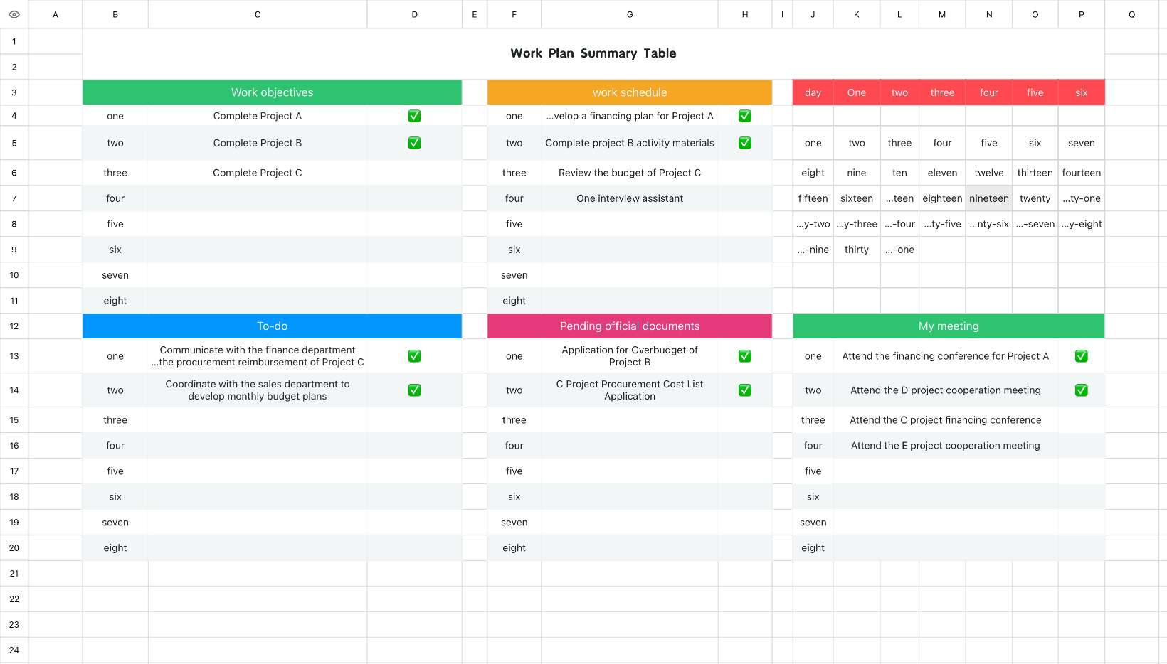 Work Plan Summary 1
